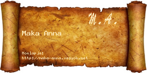 Maka Anna névjegykártya